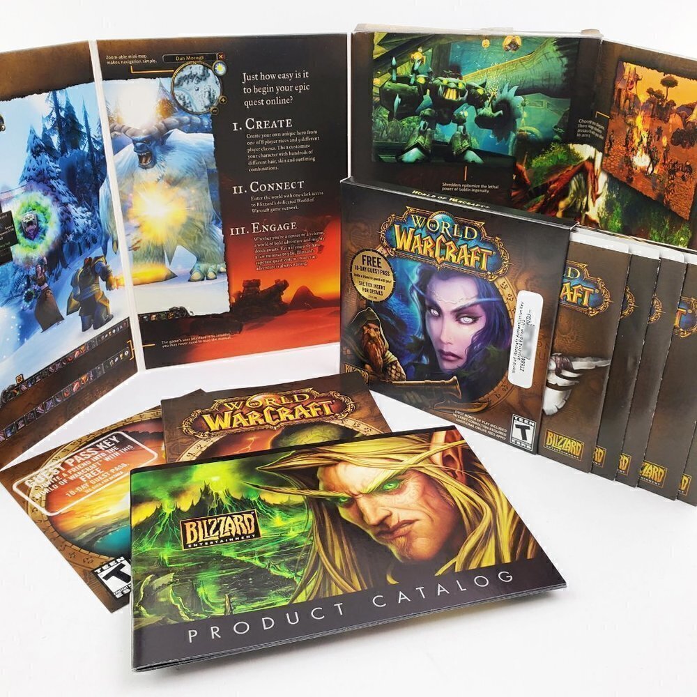 World of Warcraft Blizzard 2004 Vanilla PC Game Complete in Box 5 Discs